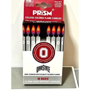 Ohio State Buckeyes Colored Flame Candles Gray Candles w/ Scarlet Flame by Prism